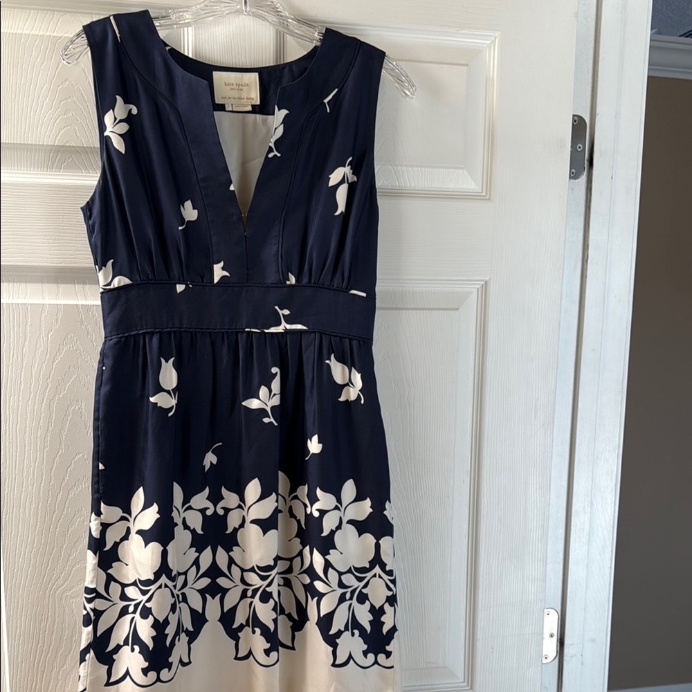 kate spade Navy and Cream Floral Midi Dress
